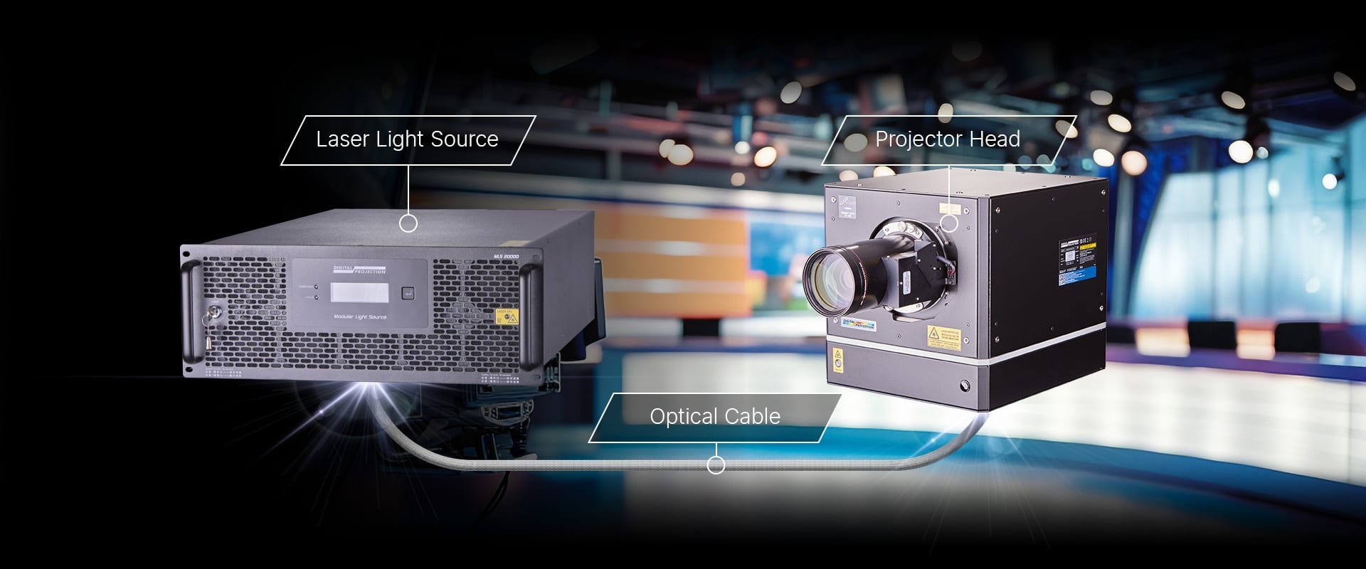 Satellite MLS modular projection head discreetly installed in a pro-AV space
