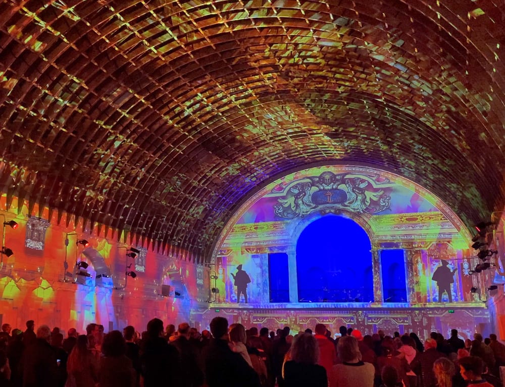 Detailed projection mapping content depicting Louis XIII era décor